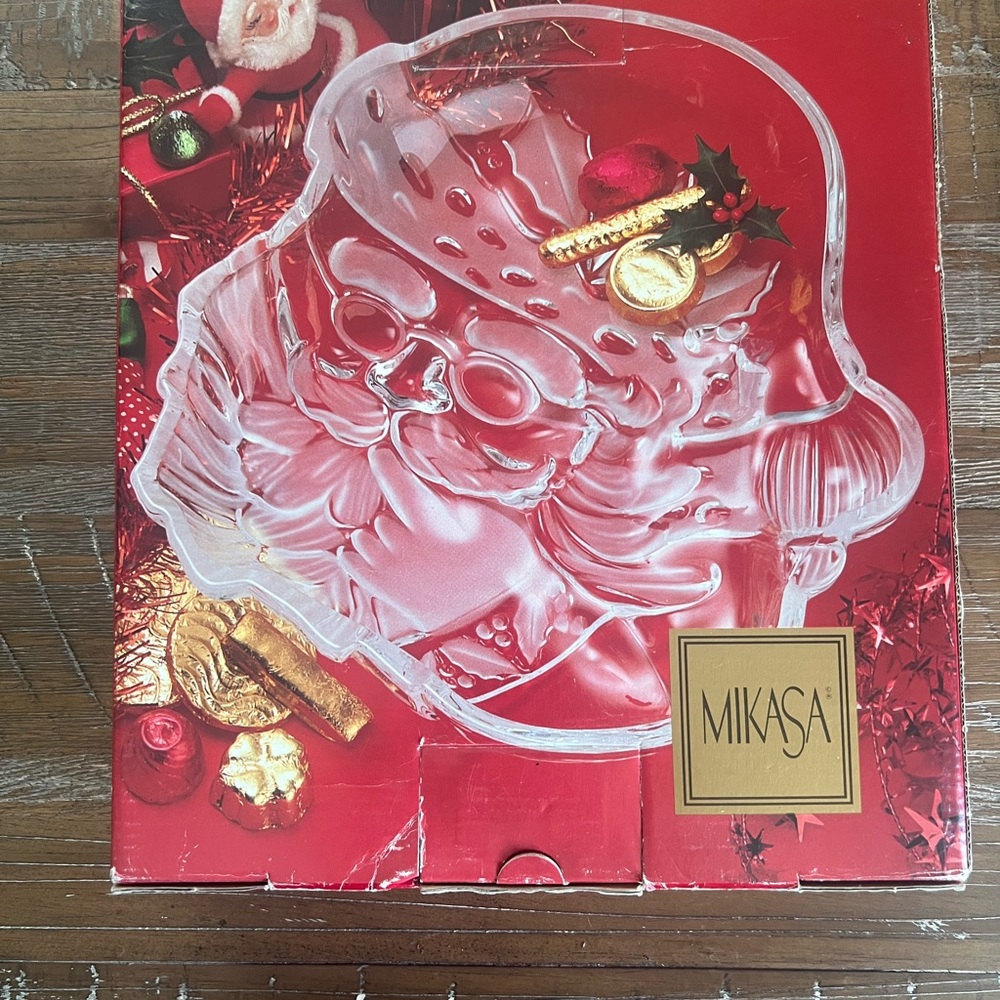 MIKASA Crystal Santa Serving Dish #SA235/754 made in Germany Christmas Gift 11”